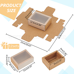 Cassettiere pieghevoli in carta con coperchio in plastica trasparente&nbsp;CON-WH0095-68B-05