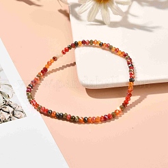 Bracciale elasticizzato con perle di vetro rotonde sfaccettate per ragazze adolescenti&nbsp;BJEW-JB07072-03