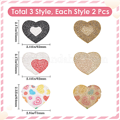 6 Stück 3 Stile Herz-Hotfix-Strass-Patches&nbsp;DIY-GF0010-05