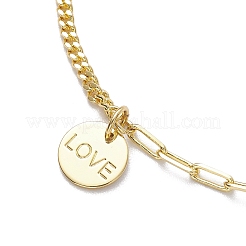 Braccialetti piatti rotondi e con ciondoli a cuore in ottone con zirconi trasparenti&nbsp;BJEW-JB10397