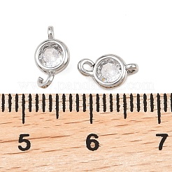 Colgantes de conector de circonita cúbica transparente con pavé de latón&nbsp;KK-H538-04P