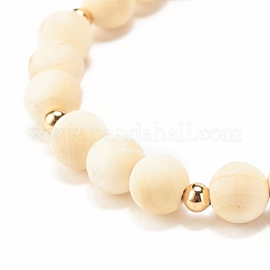 Bracelet extensible en perles rondes en bois de thuya stuchuenensis naturel&nbsp;BJEW-JB07927
