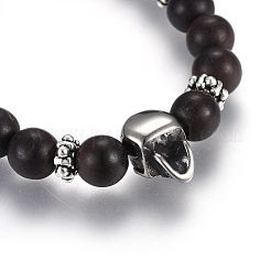 Pulseras de cuentas trenzadas de sándalo natural ajustable&nbsp;BJEW-JB03978