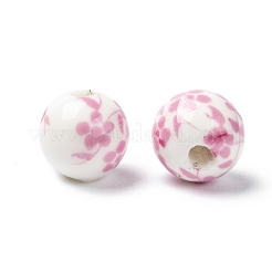 Perles de porcelaine à motifs floraux&nbsp;PORC-Q201-10mm-3