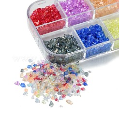48 g 12 Farben transparentes galvanisiertes zerkleinertes Glashandwerk&nbsp;GLAA-FS0001-65