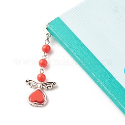 Fairy Charm Drop Lesezeichen aus Legierung mit Perlen für Booklover&nbsp;AJEW-JK00175