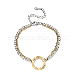 Zweifarbige Armbänder aus Edelstahl 304 mit doppelter Lage und Panzerkette&nbsp;BJEW-P396-01B-A