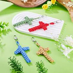 4 pendentif décoratif en fils de coton croisés&nbsp;HJEW-TA00404