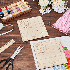 2 Stück quadratische Häkel- und Stricklehre aus Holz&nbsp;DIY-BC0014-02