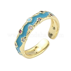 Manschettenringe aus Messing mit Mikropavé-Zirkonia für Damen&nbsp;RJEW-D322-01G