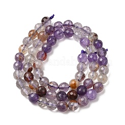 Fili di perline rotonde di quarzo lodolite viola naturale e quarzo fantasma viola&nbsp;G-Z127-B01-6mm