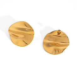 Pendientes vintage de acero inoxidable 304 con forma redonda y plana para mujer&nbsp;LD8078-3