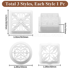 3 Stück 3 Stile Retro-Blumenmuster Harz Ton gepresste Formen&nbsp;DIY-CP0010-32