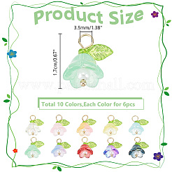 60 pendentif fleur en verre de 10 couleurs.&nbsp;PALLOY-AB00190