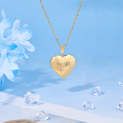 Collares colgantes de medallón de corazón de acero inoxidable 304 para fotos&nbsp;NJEW-WH0020-97E