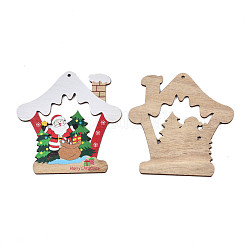 Weihnachtsthema einseitig bedruckte große Holzanhänger&nbsp;WOOD-N005-64