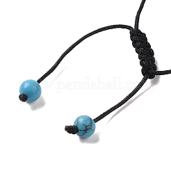 Braccialetti con perline intrecciate turchesi sintetiche rotonde da 12.5 mm per donna uomo&nbsp;BJEW-C060-01Y