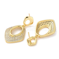 Orecchini a bottone in ottone con pavé di zirconi cubici&nbsp;EJEW-M258-11G