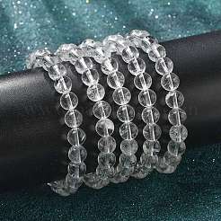 Natürlichen Quarzkristall wulstige Ausdehnungs-Armbänder&nbsp;X-BJEW-Q692-46-8mm