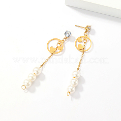Pendientes de botón de acero inoxidable con borla dulce 201&nbsp;SA4259-1