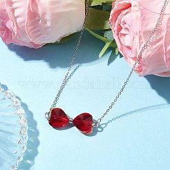 Colliers à pendentif en verre avec nœud papillon en brique réfractaire&nbsp;NJEW-TA00151