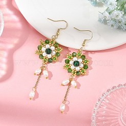 Boucles d'oreilles pendantes en acier inoxydable 304 avec perles de verre&nbsp;EJEW-MZ00808