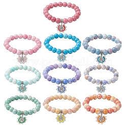 Braccialetti elasticizzati con perline di vetro craquelé rotonde opache da 10.5 mm&nbsp;BJEW-MZ00078