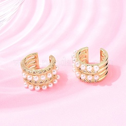 Boucles d'oreilles manchette en laiton zircon cubique transparent&nbsp;EJEW-C186-01C-G