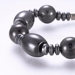 Bracciali di perline di ematite sintetico magnetici&nbsp;BJEW-P178-07