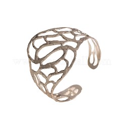 Bracciali rigidi da donna in acciaio inossidabile 304 a forma di foglia cava e ampia apertura.&nbsp;WG4B663-02