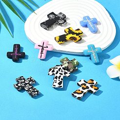 10 Stück 10 Stile Kreuz-Silikon-Fokalperlen&nbsp;SIL-YW0001-26