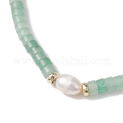 Braccialetti con perle di avventurina verde naturale e perle&nbsp;BJEW-JB10681-05