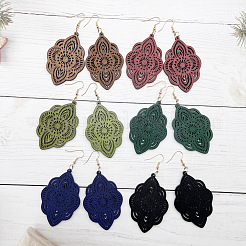 6 paire de boucles d'oreilles pendantes en bois&nbsp;FS-WGC7AEC-01