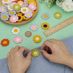 64 Stück 8 Farben Blumen Polyester Bekleidungszubehör&nbsp;DIY-FG0008-54