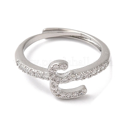 Verstellbare Ringe aus Messing mit Zirkonia und arabischen Buchstaben für Damen&nbsp;RJEW-S407-10P-16