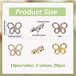 Legierung Rhinestone Ösenknöpfe&nbsp;BUTT-GF0004-05A