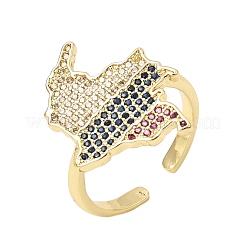 Anillos abiertos de latón con micro pavé de circonita cúbica&nbsp;CU-CBA04DC-01G