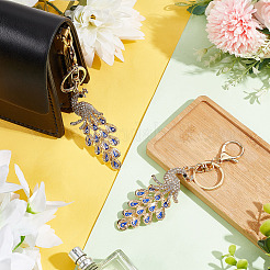 Porte-clés pendentif paon mauvais œil en émail&nbsp;KEYC-WH0036-05KCG