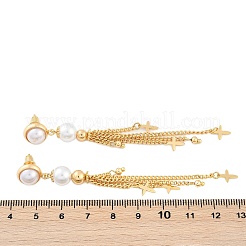 Ohrstecker aus ABS-Kunststoff mit Perlenquaste aus Messing&nbsp;EJEW-U040-15G
