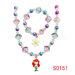 Collier pendentif en perles en plastique et bracelet à breloques en perles&nbsp;FS-WG6D3EF-09