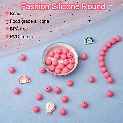 100 stücke silikonperlen runde gummiperle 15mm lose abstandsperlen für diy liefert schmuck schlüsselbund machen&nbsp;JX443A