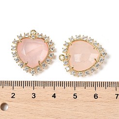 Ciondoli a forma di cuore sfaccettato in quarzo rosa naturale&nbsp;G-I382-03G-02
