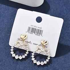 Orecchini a bottone in ottone con zirconi chiari&nbsp;EJEW-D301-06G-01