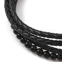 Geflochtene Mikrofaser-Leder-Mehrstrang-Armbänder&nbsp;BJEW-B096-16A
