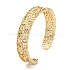 Messing Micro Pave klare Zirkonia Manschette Armreifen&nbsp;BJEW-A116-05G