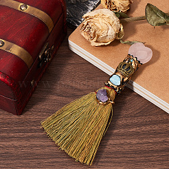 Natürlicher Rosenquarz mit Schauverzierungen&nbsp;DJEW-WH20002-05B