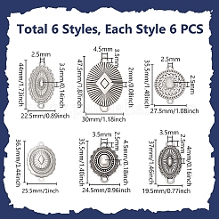 36 Stück 6 Stile Verbindungsanhänger aus Zinklegierung im tibetischen Stil&nbsp;FIND-GA0005-52