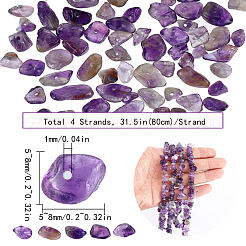 4 Strang natürliche Amethyst-Chip-Perlenstränge&nbsp;G-SC0002-67
