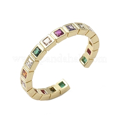 Manschettenringe aus Messing mit Mikropavé-Zirkonia für Damen&nbsp;RJEW-H256-09G