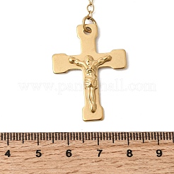Rosenkranzperlen-Halsketten aus Edelstahl 304&nbsp;NJEW-P348-01G